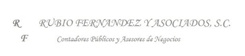 Despachos contables en Iztacalco. Logotipo de Rubio Fernández y Asociados.