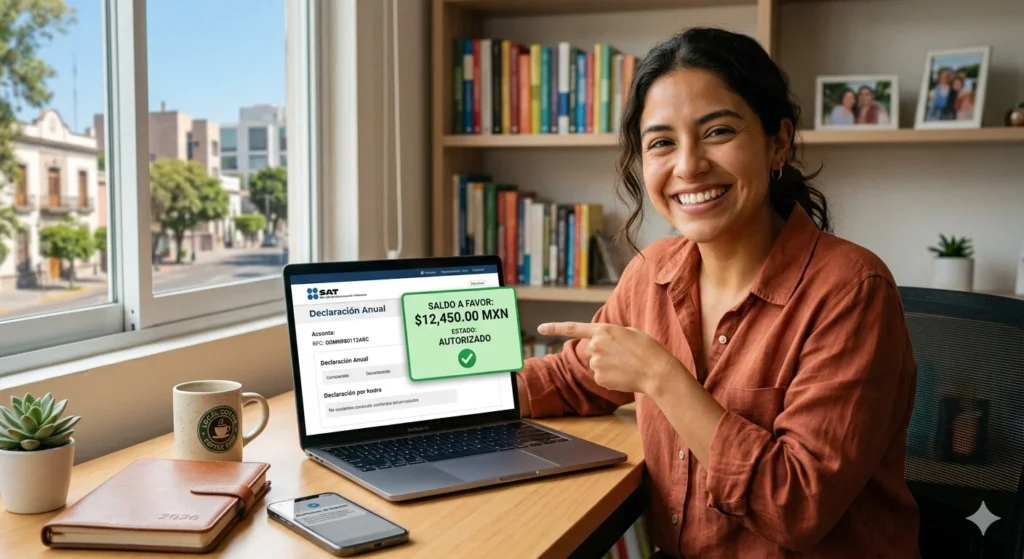 Saldo a favor y devolucion sat Imagen ilustrativa de una emprendedora para saber cómo puedo saber si tengo saldo a favero en el SAT