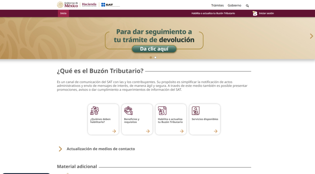 Inicio para el Buzón SAT