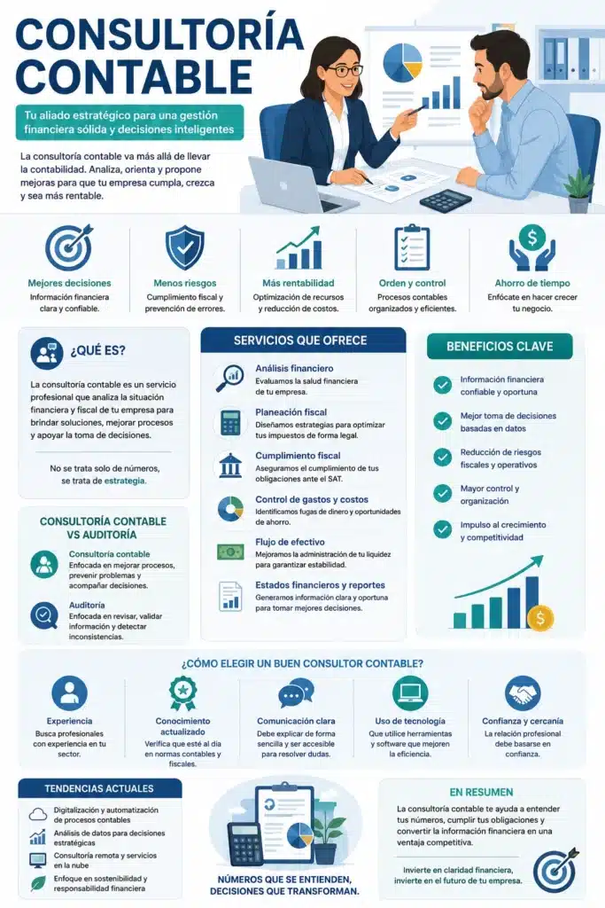 Infografía para mostrar qué es la consultoría contable