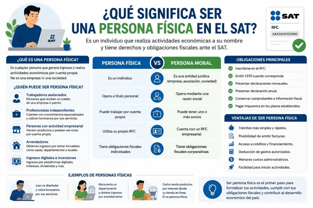 Infografía acerca de qué significa se una persona física en el SAT