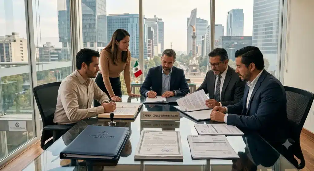 Imagen destacada que muestra un equipo empresarial para ilustrar qué es una persona moral en México