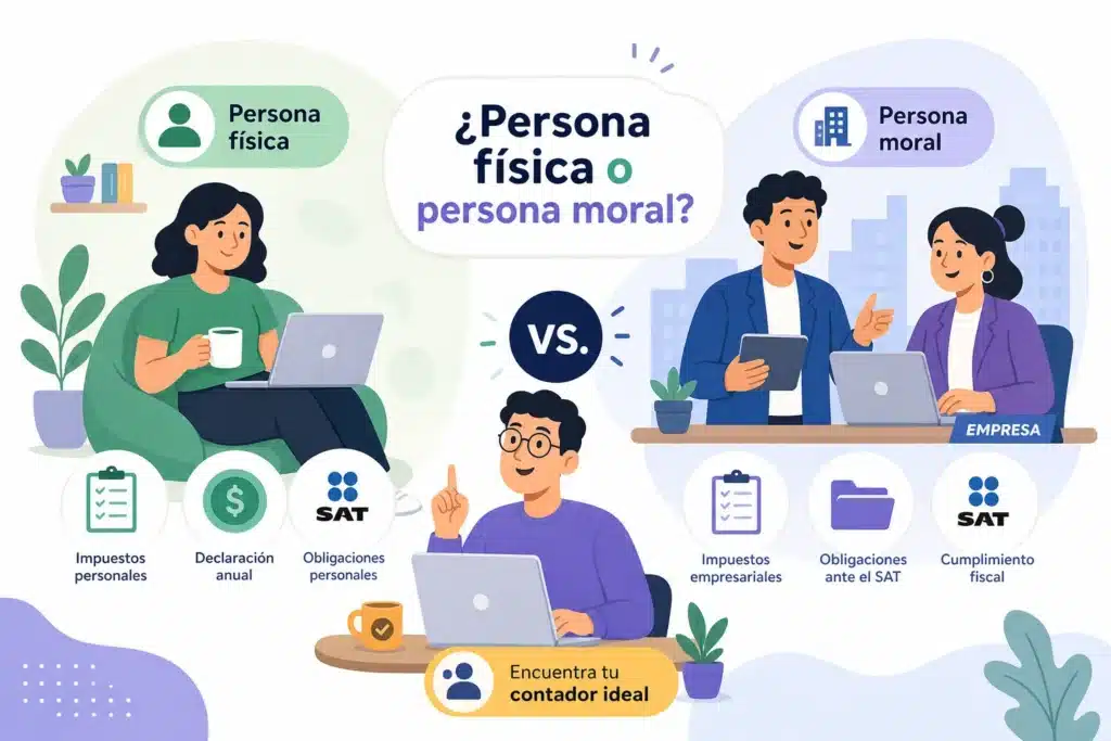 Imagen para dar a conocer cuál es la diferencia entre persona física y persona moral
