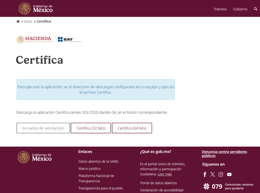 Imagen de la plataforma Certifica para mostrar cómo  recuperar la contraseña de la firma electrónica del SAT