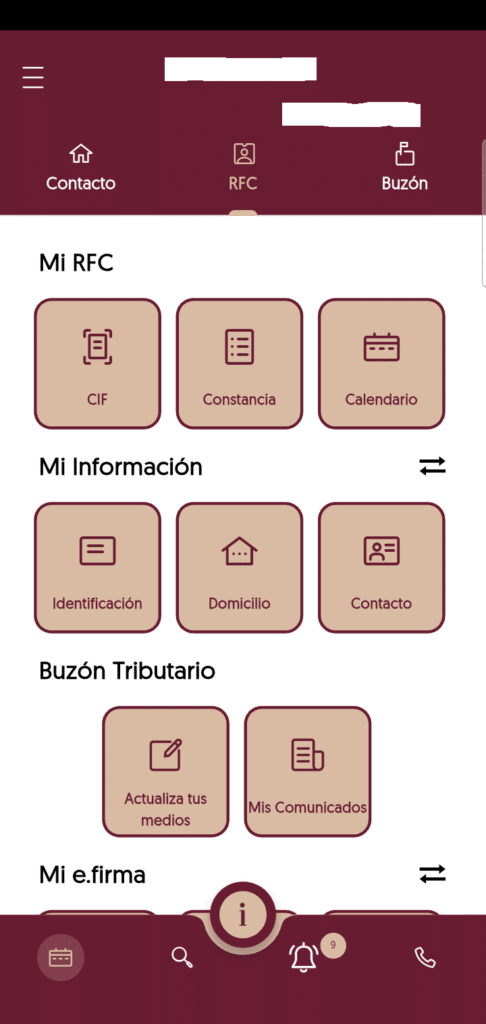sat móvil 2 Dentro de la app SAT Móvil
